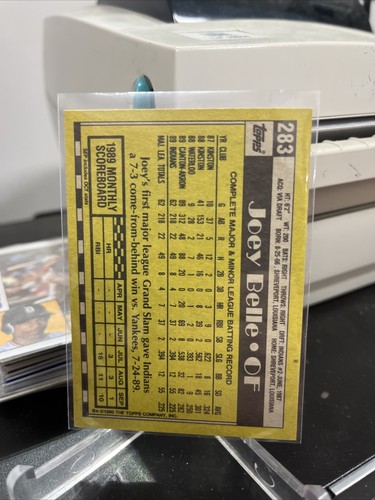 1990 Topps Baseball Joey Belle #283 Cleveland Indians RC - 第 2/2 張圖片