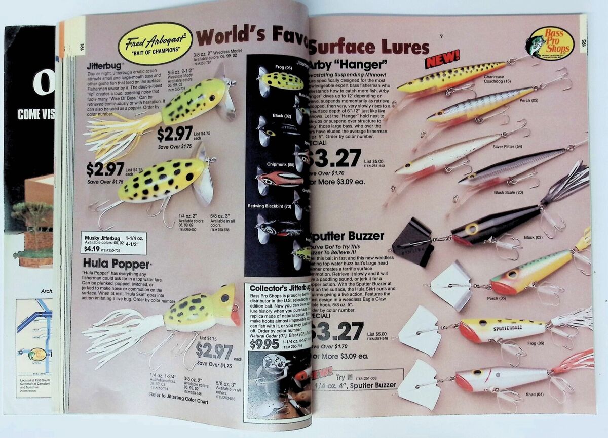 1985 Bass Pro Fishing Lure Catalog Mann Lures Color Chart Old Fishing Tackle