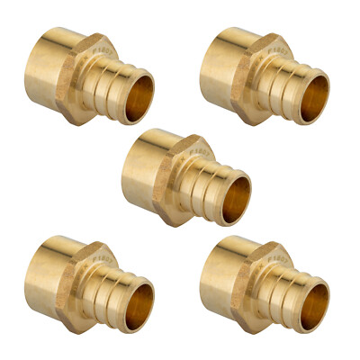 5 PCS PEX 3/4'' x 1/2'' Female NPT Thread Adapter Crimp Fitting (Lead Free)