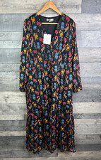 Glamorous Curve ASOS Midi Dress Size UK 18 Black Floral Paisley Boho Long