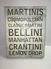 Cocktail Martini Typography SINGLE CANVAS WALL ART Picture Print 13" x 10"