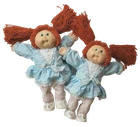 VINTAGE 1985 CABBAGE PATCH KIDS RED HAIR TWINS GREEN EYES GIRLS PLUSH DOLL TOOTH