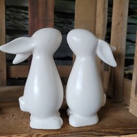 2 X Keramik Modern Hasen Weiß 12 Cm Ostern Osterdekoration Osterhasen Deko