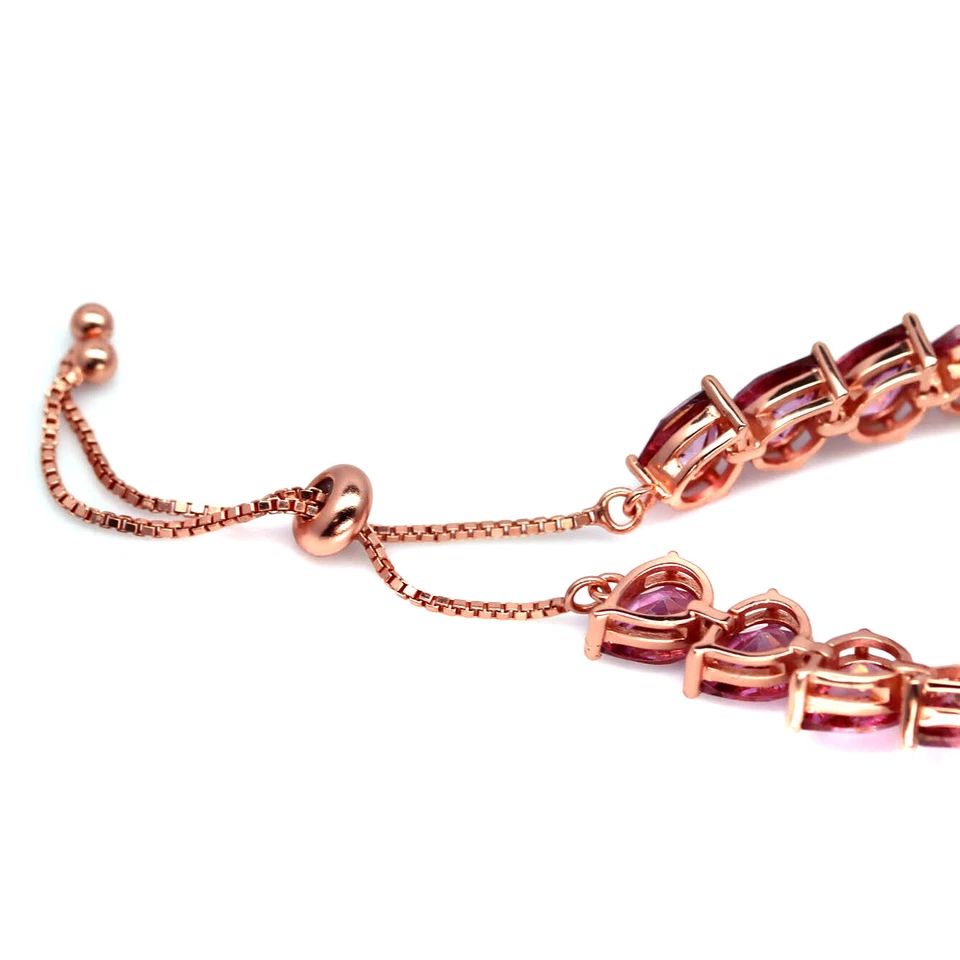 Браслет из белого золота 925 пробы с розовым мистическим топазом и драгоценными камнями 11,0 дюйма - Изображение 4 из 4