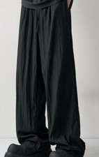 Men's summer casual solid color pleated neutral cool wide-leg trousers
