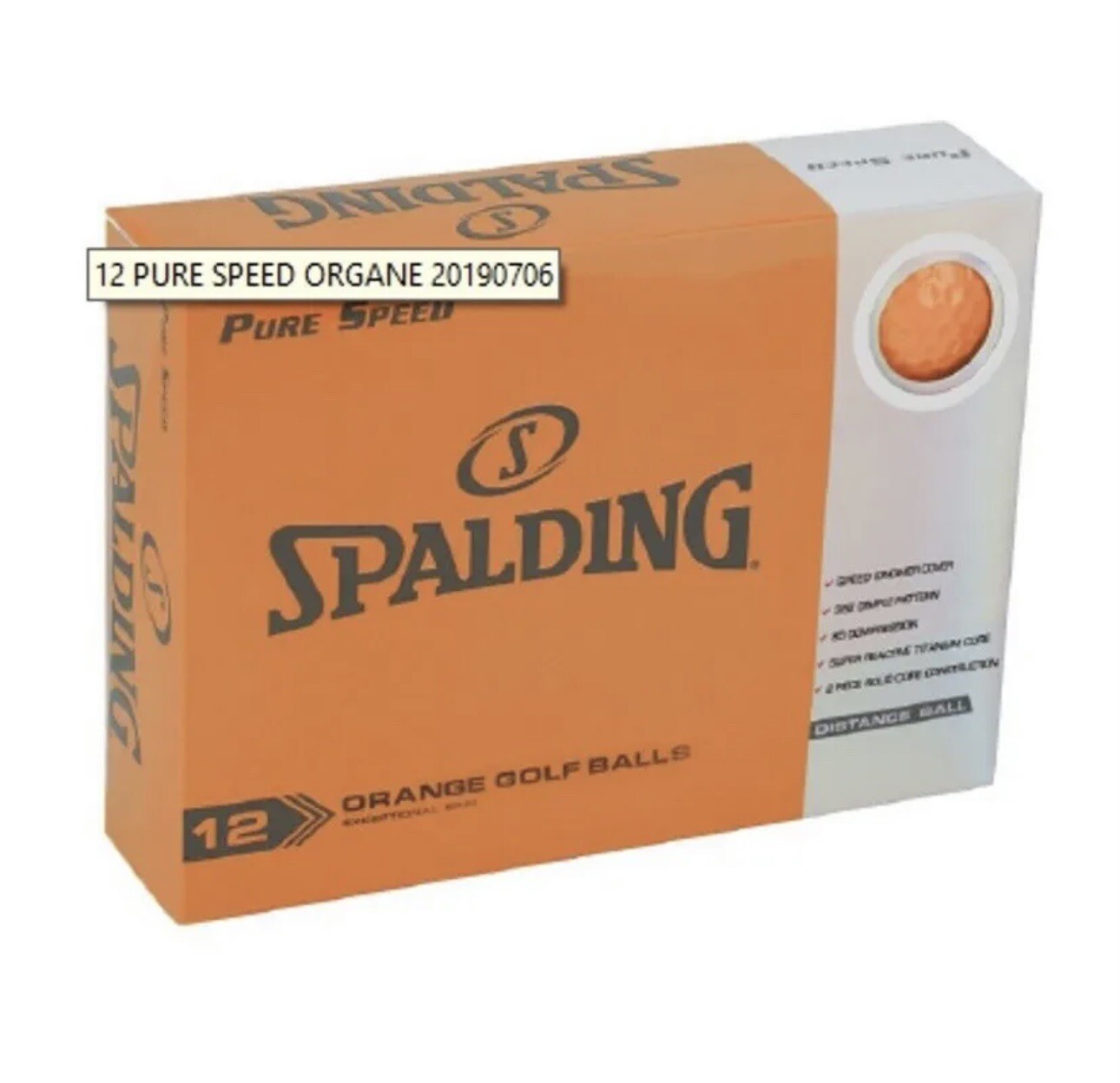 SPALDING Pure Speed Orange Golf Balls Supeior Distance 12 Pack NEW