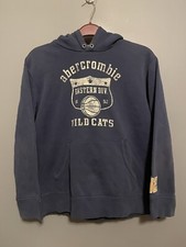 Vintage Abercrombie and Fitch Hoodie Reverse Weave Blue Wildcats Youth XL E407 