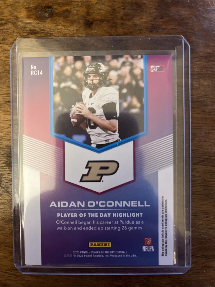 2023 Panini Player Of The Day Aidan O’Connell Green /5 Purdue Boilermakers RC - Image 2 of 2