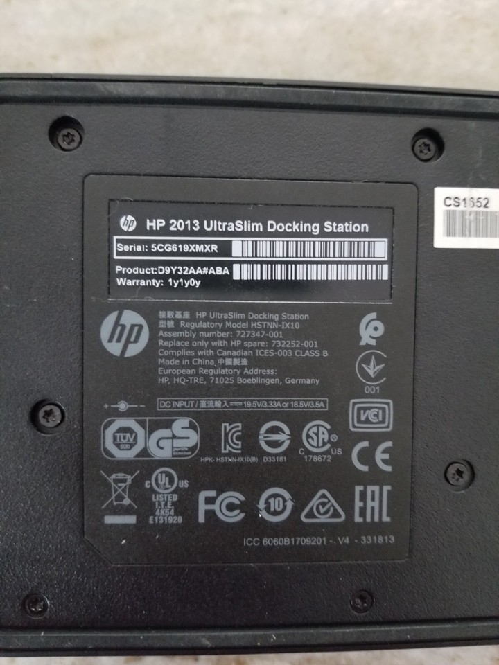 HP D9Y32AA#ABA 2013 UltraSlim Docking Station D9Y32AA#ABA 887758388846 ...