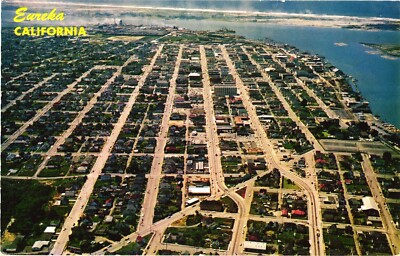 Eureka California Aerial View Postcard 1960s