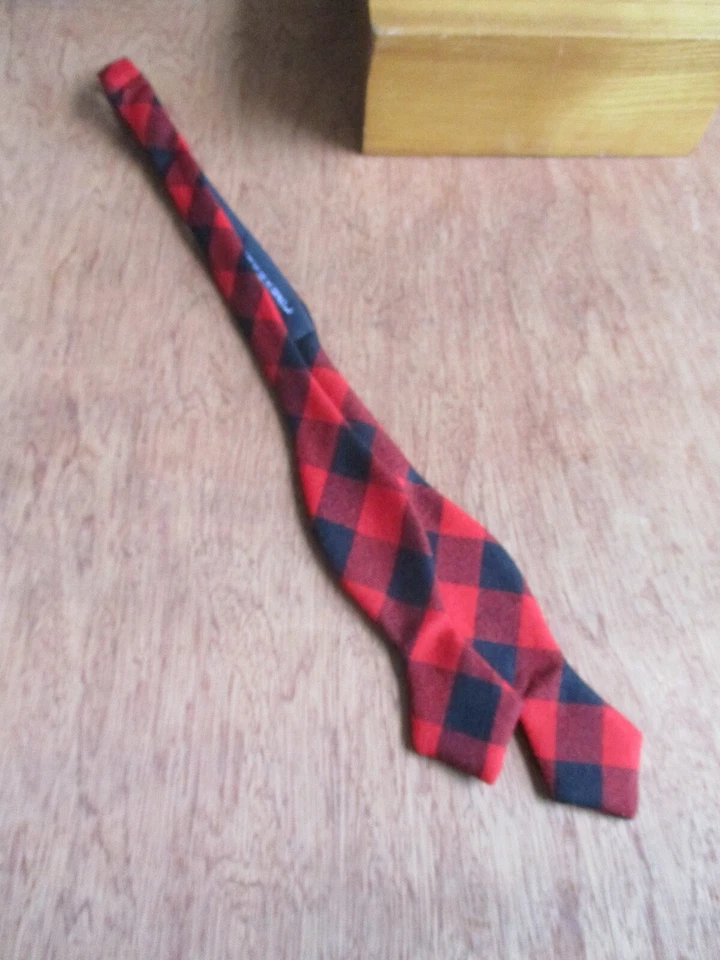 Ralph Lauren Rugby red black buffalo plaid handmade wool preppy bow neck tie - image 2 of 4