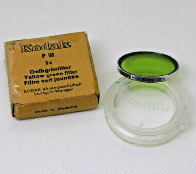 Kodak Gelbgrün Filter   F III / 32 2x   Typ 222   Made in Germany   Vintage