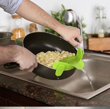Colador con clip para ollas sartén colador de pasta, colador de alimentos de silicona manos libres