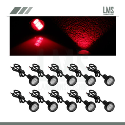 10Pcs Motor Red Eagle Eye 18mm 9W LED Tail Brake Lights Turn Signal Fog Lamp