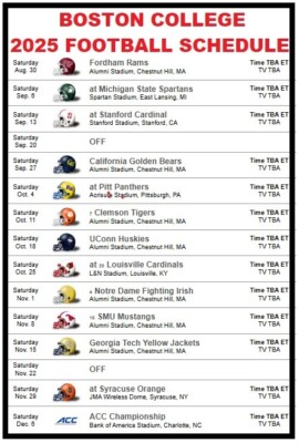 03 2025 Boston College Eagles Football Schedule Refrigerator - Main Image