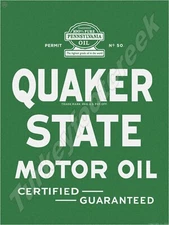 Quaker State Motor Oil 9" x 12" Metal Sign
