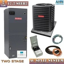 2 Ton 17.2 SEER2 Goodman Ducted Central Air Conditioner Split System GSXC7 AMVT3