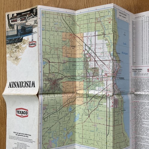 Texaco Map Wisconsin Milwaukee Madison Green Bay 1975 Gas Oil Advertising - Picture 14 of 17
