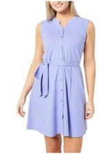Isaac Mizrahi Live! Pique Sleeveless Dress Blue Iris
