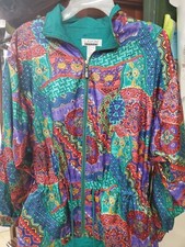 Vintage Lavon Petites Womens 90 s Windbreaker Jacket sz large multi color latter