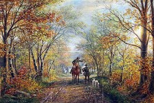 forest autumn horse people Tile Mural Kitchen Bathroom Backsplash Marble Ceramic