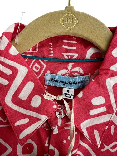 Tommy Bahama Boy's Size 8 Hawaiian Short Sleeve Shirt Red Button Up - Picture 3 of 6