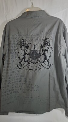 Helix Gray Button L/S Embroidered Graphic XL Mens | eBay