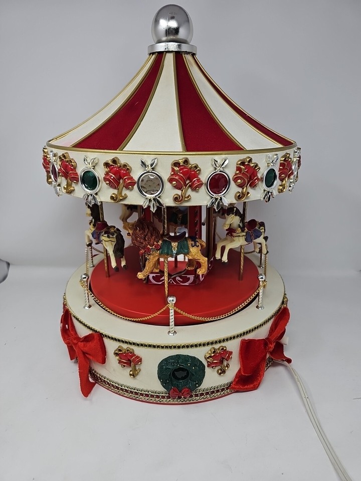 Holiday 16” Vtg Christmas Carousel Light Music Animated Merry