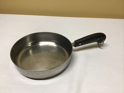 Vtg Revere Ware 1801 Copper Clad Bottom 7  Straight Sided Skillet Sits Flat V