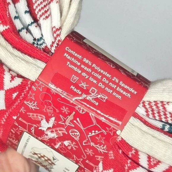 Calcetines al tobillo Rae Dunn rojos y beige festivos navideños nuevos paquete de 6 Foto 3 de 4
