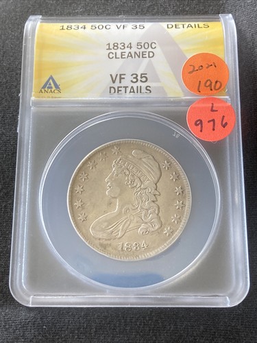 1834 Bust Half Dollar VF35 Dtls ANACS L976
