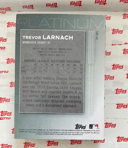 2020 Bowman Platinum Top Prospects #TOP42 Trevor Larnach - Picture 2 of 2