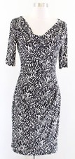 Lauren Ralph Lauren Black White Abstract Print Ruched Wiggle Sheath Dress Size 2