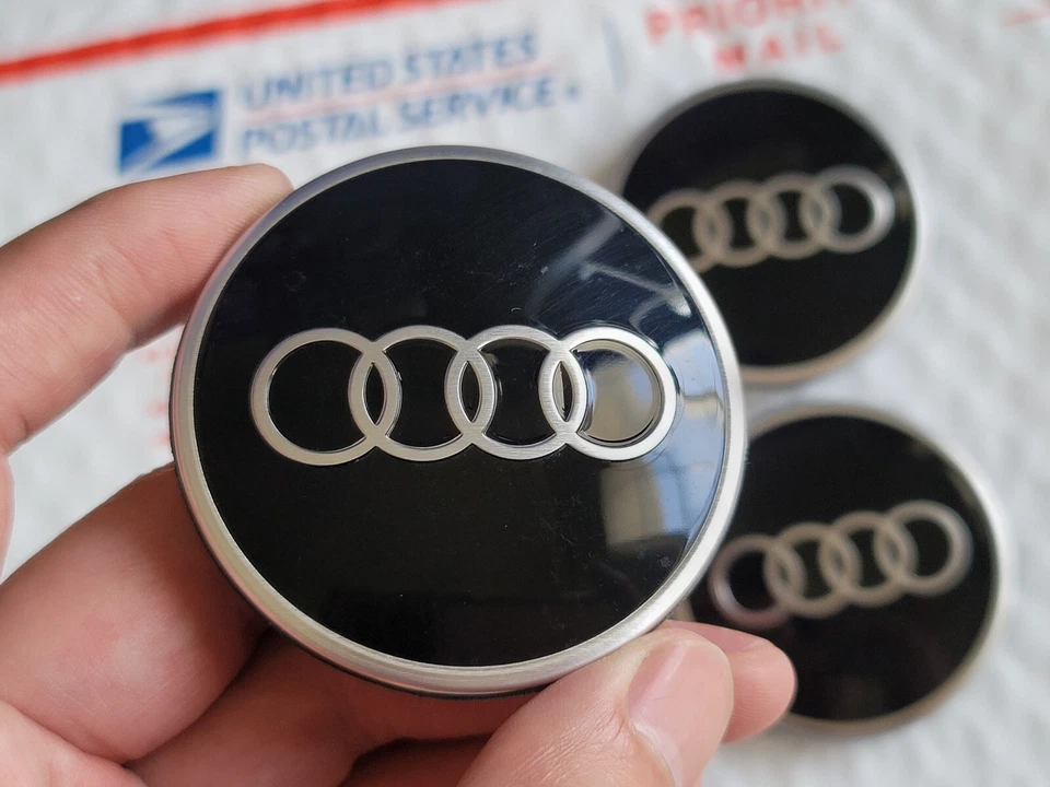 4x OEM 2018-2025 Audi A3 A4 A5 S4 S5 S7 Q3 Q5 Q7 Q8 SQ5 e-tron center caps 61mm - Image 2 of 4