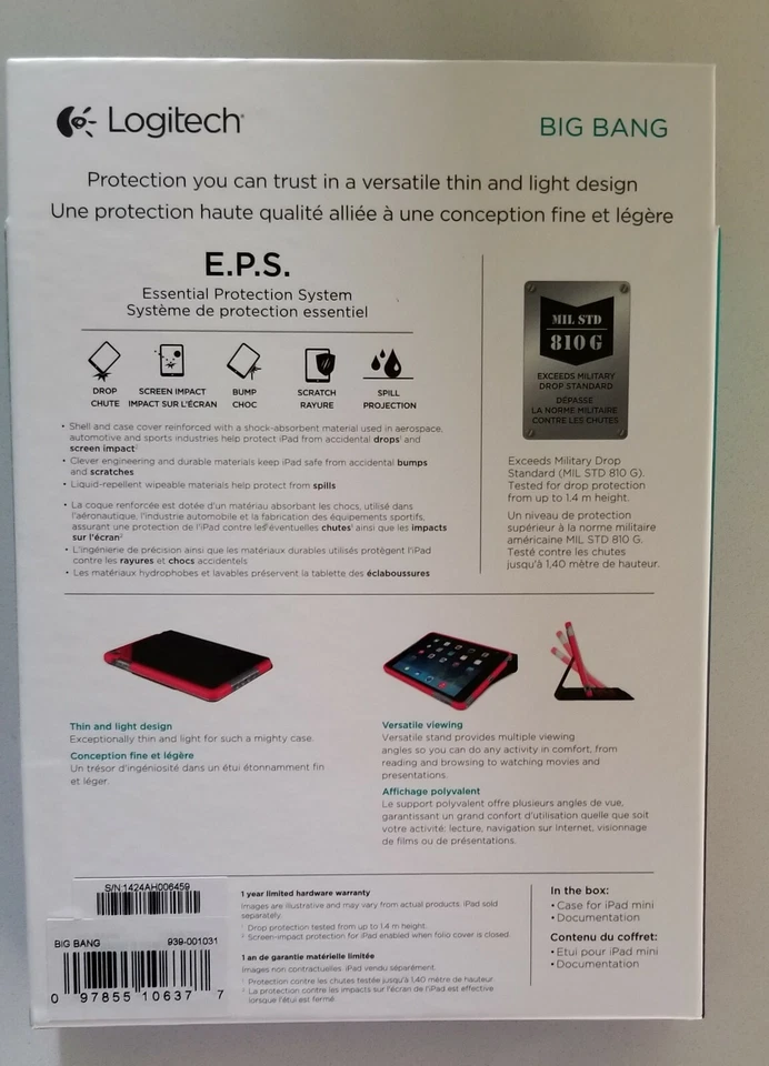 NEVER USED Logitech Big Bang Impact Protection Case for iPad mini  - Image 2 of 4