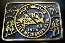 Rocky Mountain Master Mechanics Assn 1974 Belt Buckle Anacortes Brass Vtg 80s