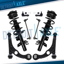 8pc Front Struts Lower Control Arms Sway Bars Tie Rods for 2013-2016 Dodge Dart