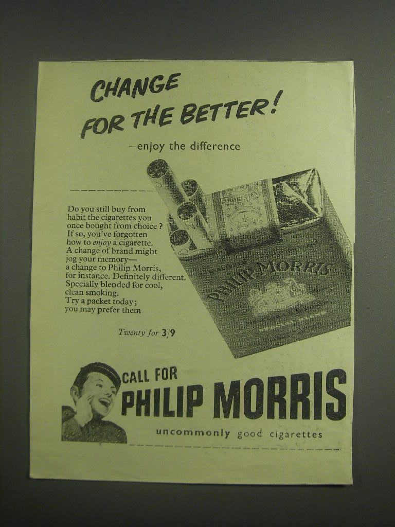 1953 Philip Morris Cigarettes Advertisement - Change for the better