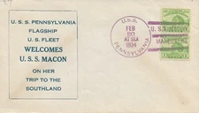 USS Pennsylvania Welcomes USS Macon on Her Trip to Southland 1934	(N7489)