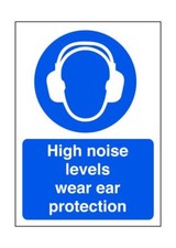 High noise levels wear ear protection - safety sign, ppe clothing, ppe - for in