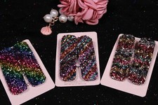 Colorful Beaded Alligator Hair Clip Barrettes Assorted Colors Set of 2