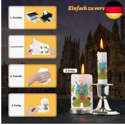 Laser/Inkjet Wasserschiebefolie für Kerzen,Kerzentransferfolie, - Bild 6 von 6