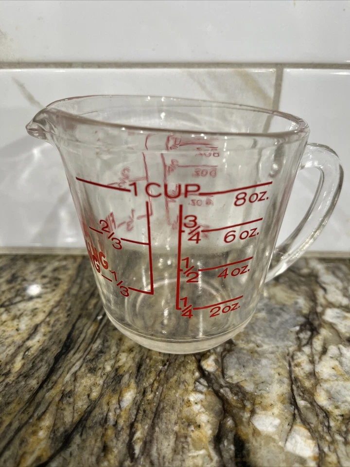 Fire King Anchor Hocking 8 oz Glass Measuring Cup 1 Cup Red Graphics  🇺🇸 - Image 4 of 4