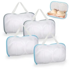 4Pcs Bra Laundry Bag for Washing Delicates Underwear Brassiere w/ Zipper Closure