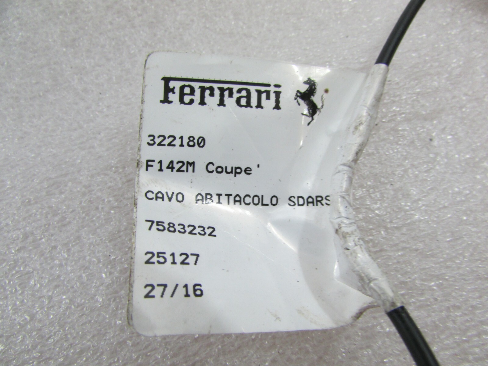 Ferrari 488 Spider, SDARS / Satellite Radio Wire Harness, Used, P/N 322180
