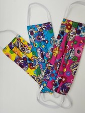 3 Halloween Day of the Dead Sugar Skulls Fabric Face Mask Cotton Resuable Adult
