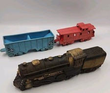 Auburn 525 Train Engine Black and Gold Vintage Rubber Train Car And Caboose