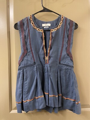 isabel marant etoile cotton embroidered sleeveless top sz 34 (item
