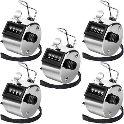 Handheld Mechanical Counter 5pcs 4-Digital Tally Click School Event Sports