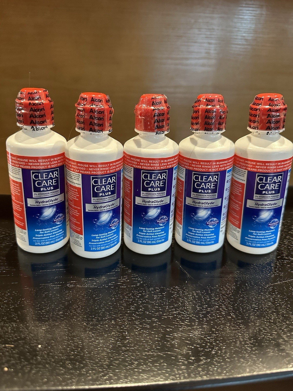 5 Clear Care Plus Cleaning Hydraglyde Contact Lens Solution Travel 3 oz NEW